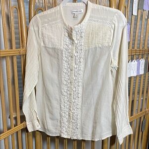 Coldwater Creek Ivory Textured Blouse